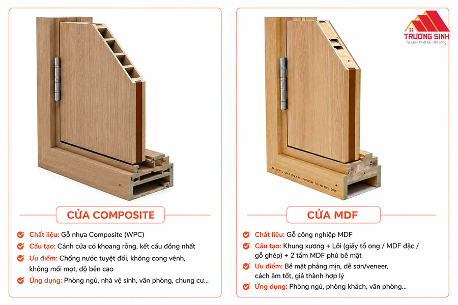 So sánh cửa nhựa Composite và cửa MDF
